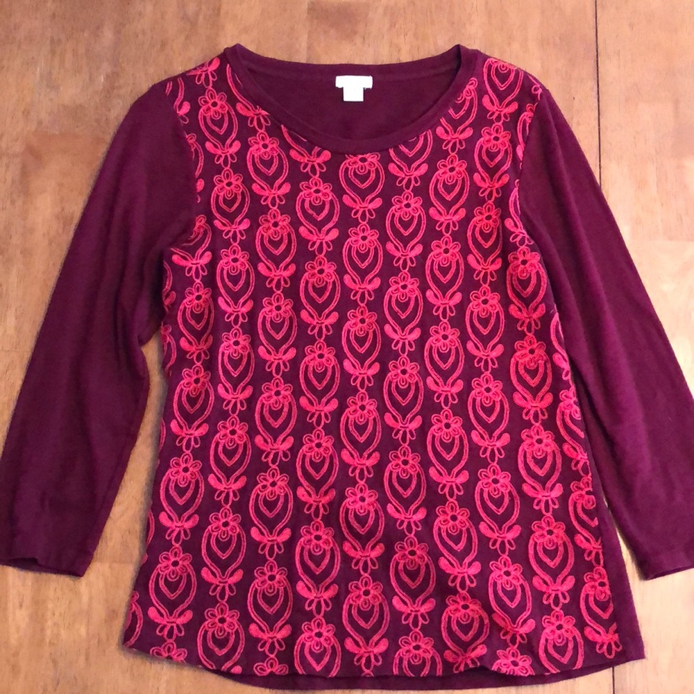 J Crew embroidered top